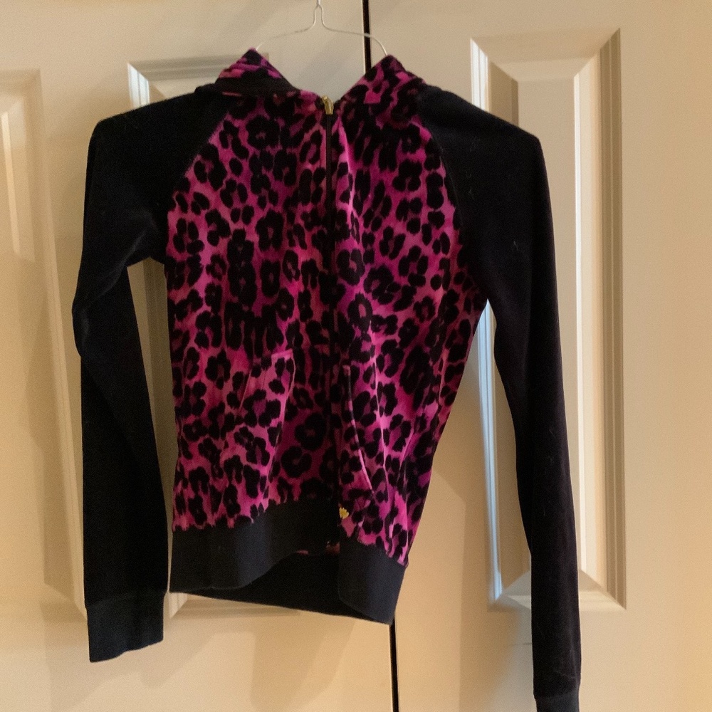 Girls purple leopard  print jacket with hood